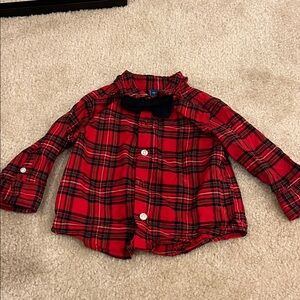 Old Navy 12-18 months Red Plaid Kids Button Down Shirt with Bow Tie